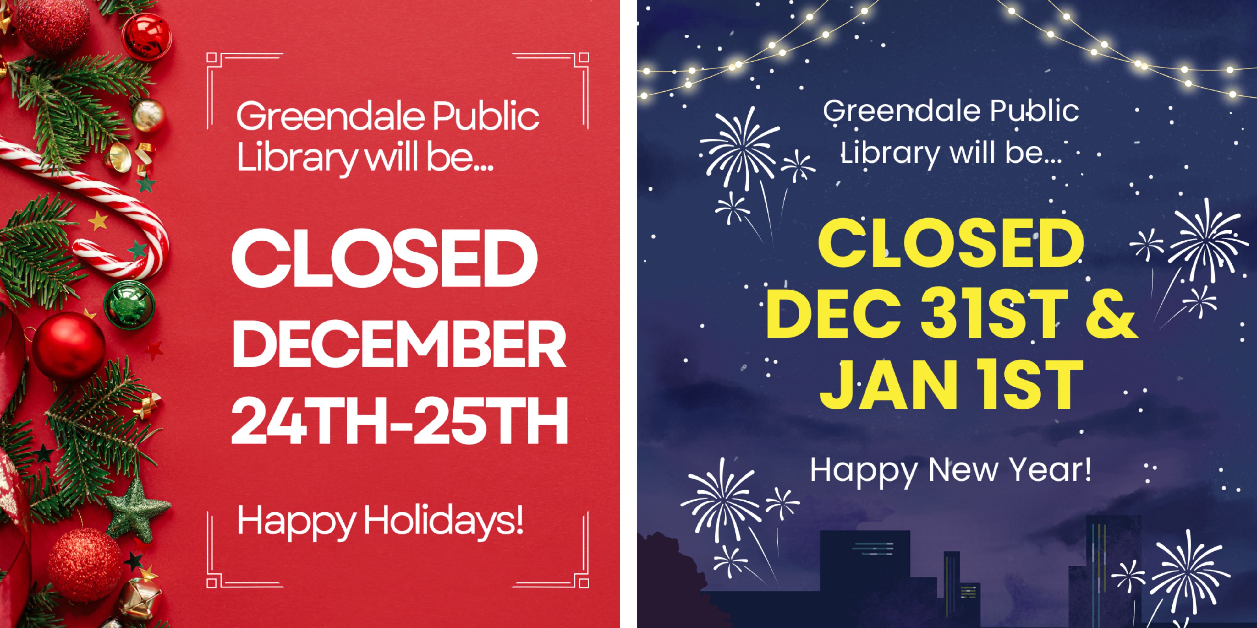 Library Holiday Closure for Christmas and New Years