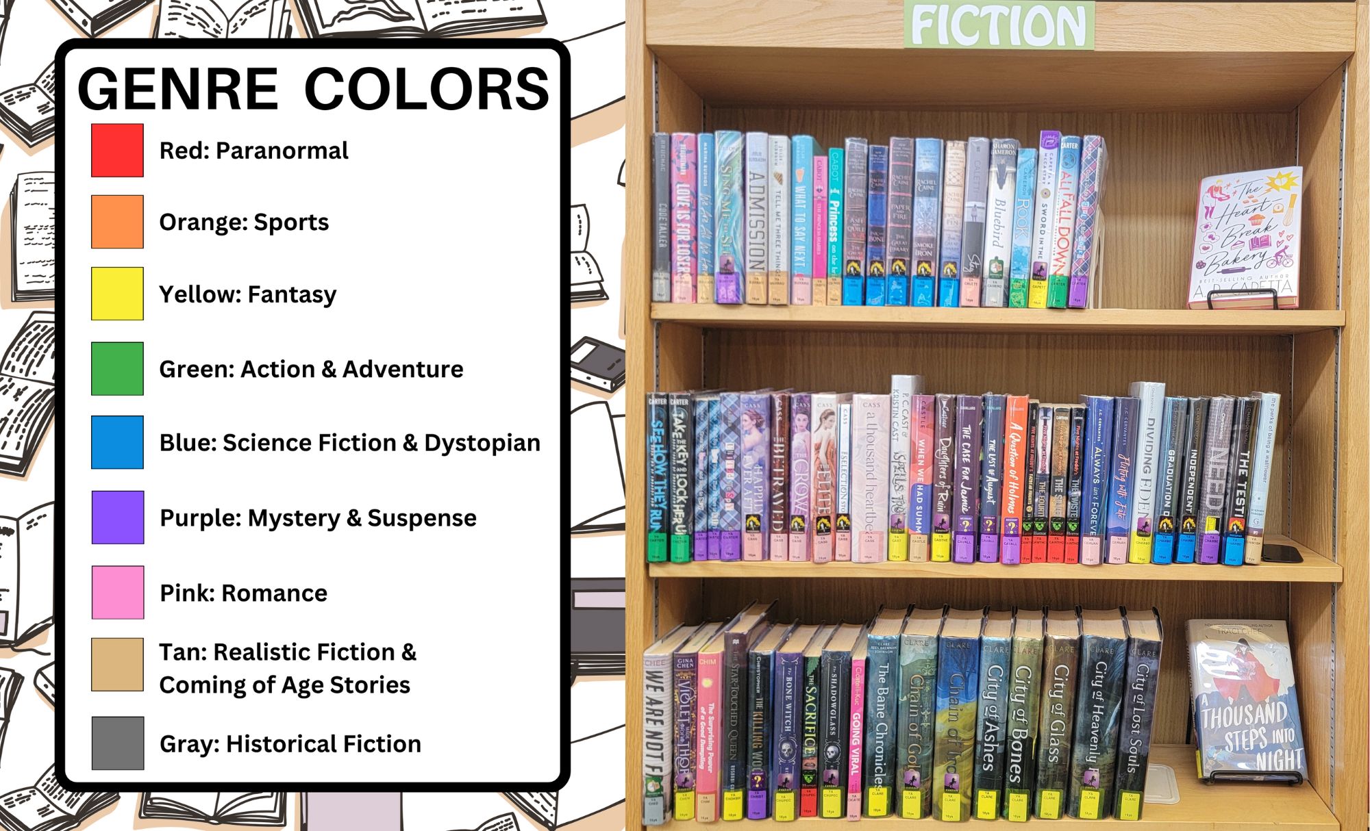 Genre Colors and Teen Zone Shelves.