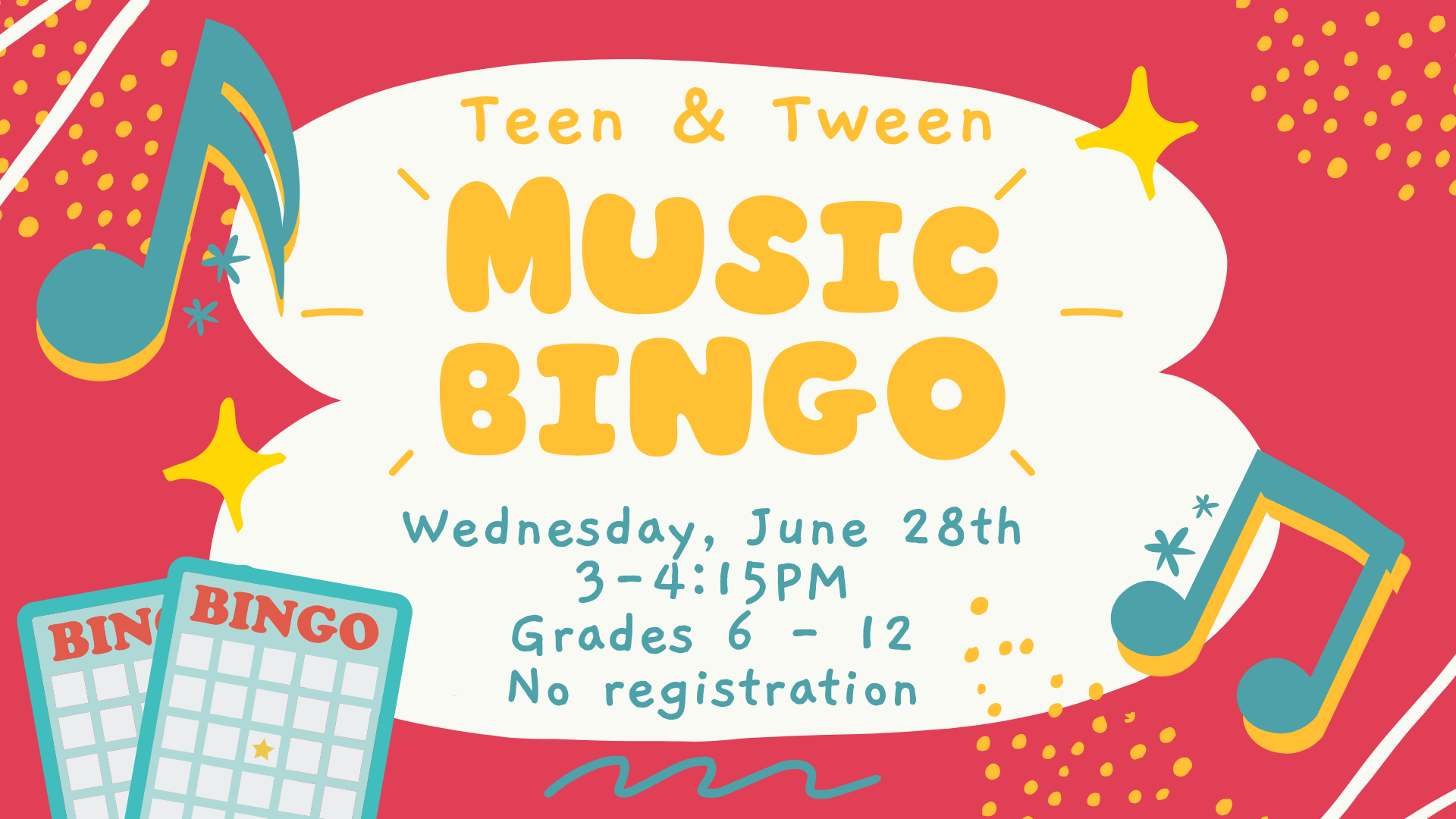 Teen & Tween Music Bingo